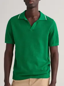 GANT Pure Cotton Short Sleeves Polo Collar Pullover Sweater