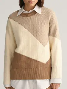 GANT Colourblocked Pure Cotton Long Sleeves Pullover Sweater