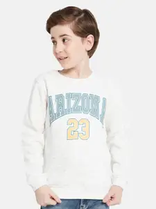 Octave Boys Typography Printed Long Sleeves Fleece Pullover Sweatshirt