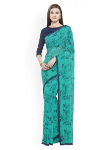 Shaily Green Printed Pure Georgette Saree