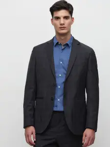 SELECTED Checked Single-Breasted Slim-Fit Formal Blazer