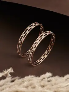 ATIBELLE Set Of 2 Rose Gold-Plated AD-Studded Bangles