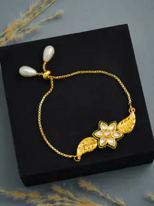 ATIBELLE Gold-Plated Kundan Studded Brass Charm Bracelet
