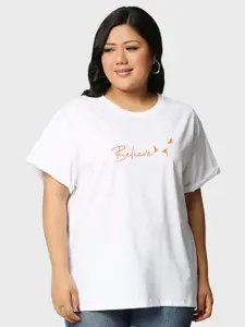 Bewakoof Plus Typography Printed Cotton T-Shirt