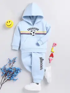 Moms Love Boys Printed Hooded T-shirt With Pyjamas