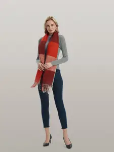 JC Collection Women Checked Scarf With Tasselled Border