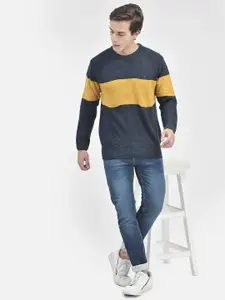 Crimsoune Club Round Neck Colourblocked Acrylic Pullover