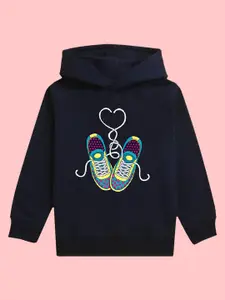 NUSYL Girls Graphic Printed Hooded Fleece Pullover