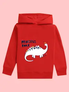 NUSYL Girls Graphic Printed Hooded Long Sleeves Fleece Pullover