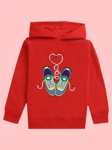 NUSYL Girls Graphic Printed Hooded Fleece Pullover