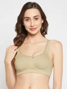 Clovia Olive Green Full Coverage Cotton Bra With All Day Comfort