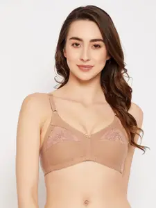 Clovia Beige Full Coverage Non-Padded Cotton Everyday Bra With All Day Comfort