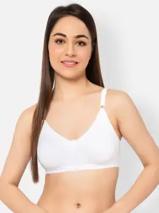 Clovia White Full Coverage Non-Padded Cotton Everyday Bra With All Day Comfort