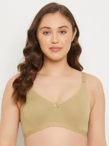 Clovia Olive Green Full Coverage Cotton T-shirt Bra With All Day Comfort