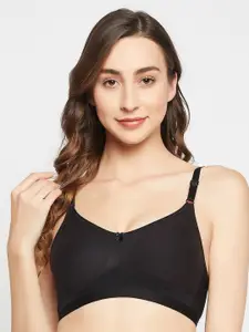 Clovia Black Half Coverage Lightly Padded Cotton T-shirt Bra With All Day Comfort