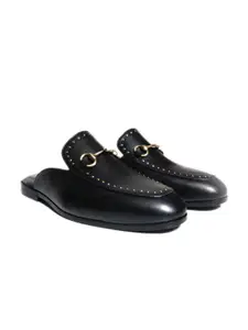 GRIFFIN Men Buckle Detail Round Toe Mules