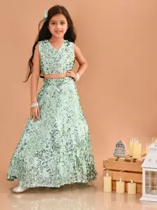 LilPicks Girls Embellished Sequinned Ready to Wear Lehenga Set