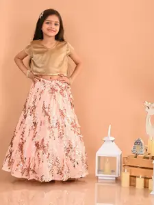 LilPicks Girls Embellished Sequinned Velvet Ready to Wear Lehenga Choli