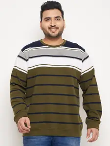 Club York Plus Size Striped Cotton Sweatshirt