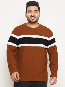 Club York Plus Size Striped Cotton Sweatshirt