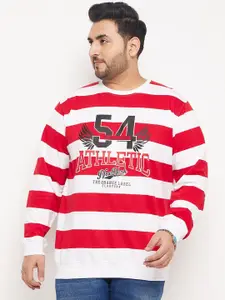 Club York Plus Size Striped Cotton Sweatshirt