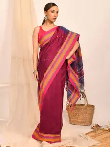 Indethnic Paisley Woven Design Pure Cotton Jamdani Saree