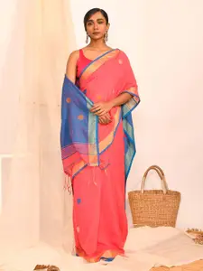 Indethnic Ethnic Motifs Woven Design Pure Cotton Jamdani Saree