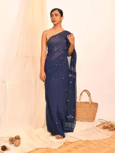 Indethnic Abstract Printed Pure Cotton Jamdani Saree