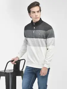 Crimsoune Club Striped Mock Collar Pullover Sweatshirt