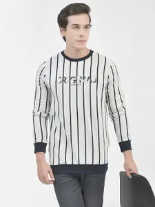 Crimsoune Club Striped Round Neck Sweatshirt