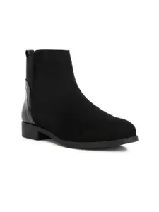 London Rag Women Mid Top Block Heeled Suede Chelsea  Boots