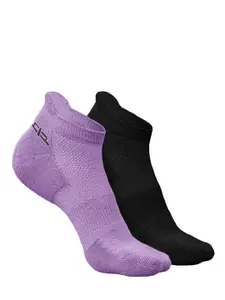 Heelium Men Pack Of 2 Patterned Odour-Free Padded Base Anti-bacterial Ankle-Length Socks