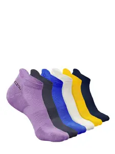 Heelium Men Pack Of 6 Self-Design Breathable Padded Base Ankle-Length Sports Socks