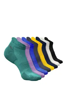 Heelium Men Pack Of 8 Self-Design Anti Bacterial Odour Free Ankle Length Socks