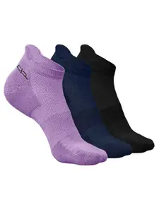 Heelium Men Pack Of 3 Self-Design Breathable Padded Base Ankle-Length Sports Socks