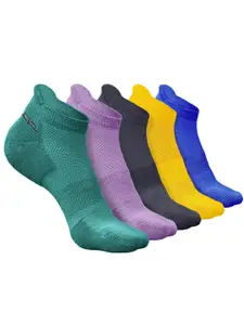 Heelium Men Pack Of 5 Patterned Odour-Free Padded Base Anti-bacterial Ankle-Length Socks
