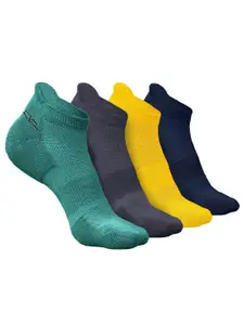 Heelium Men Pack Of 4 Patterned Odour-Free Padded Base Anti-bacterial Ankle-Length Socks