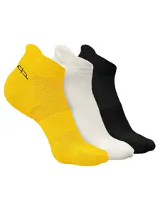 Heelium Men Pack Of 3 Patterned Ankle Length Anti-Bacterial Breathable Odour-Free Socks