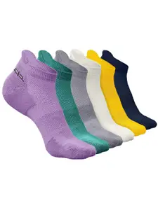 Heelium Men Pack Of 6 Self Design Anti-Bacterial Ankle Length Socks