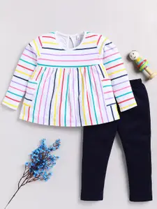 Toonyport Girls Striped Pure Cotton Top with Trousers