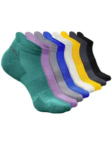 Heelium Men Pack Of 8 Self-Design Breathable Padded Base Ankle-Length Sports Socks