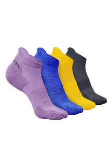 Heelium Men Pack Of 4 Self-Design Odour-Free Breathable Ankle-Length Socks