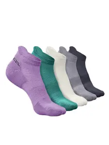 Heelium Men Pack Of 5 Self-Design Breathable Padded Base Ankle-Length Sports Socks