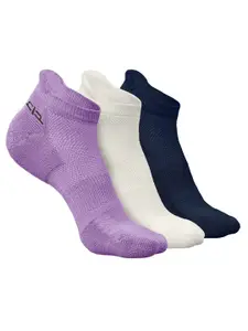 Heelium Men Pack Of 3 Patterned Odour-Free Padded Base Anti-bacterial Ankle-Length Socks