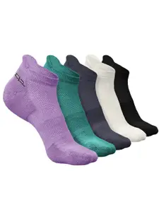 Heelium Men Pack Of 5 Self-Design Odour-Free Breathable Ankle-Length Socks