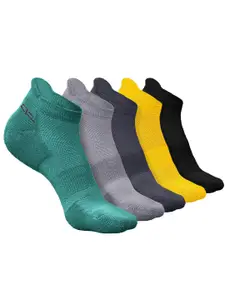 Heelium Men Pack Of 5 Self-Design Breathable Padded Base Ankle-Length Sports Socks