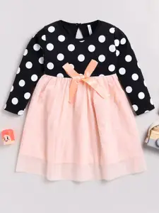 Toonyport Girls Polka Dots Printed Cotton Fit & Flare Dress