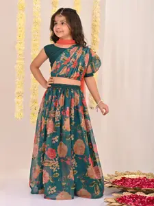 VASTRAMAY Girls Printed Organza Ready to Wear Lehenga & Blouse With Dupatta
