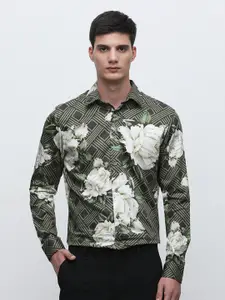 SELECTED Slim Fit Floral Printed Pure Cotton Formal Shirt