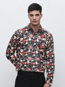 SELECTED Slim Fit Floral Printed Spread Collar Long Sleeves Cotton Casual Shirt